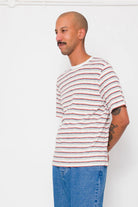 Folk Multistripe T-Shirt Ecru Red Oxide Mix - Steranko Clothing Manchester