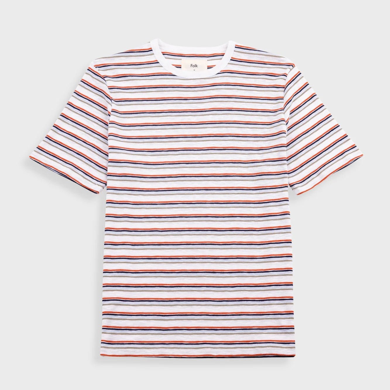 Folk Multistripe T-Shirt Ecru Red Oxide Mix - Steranko Clothing Manchester