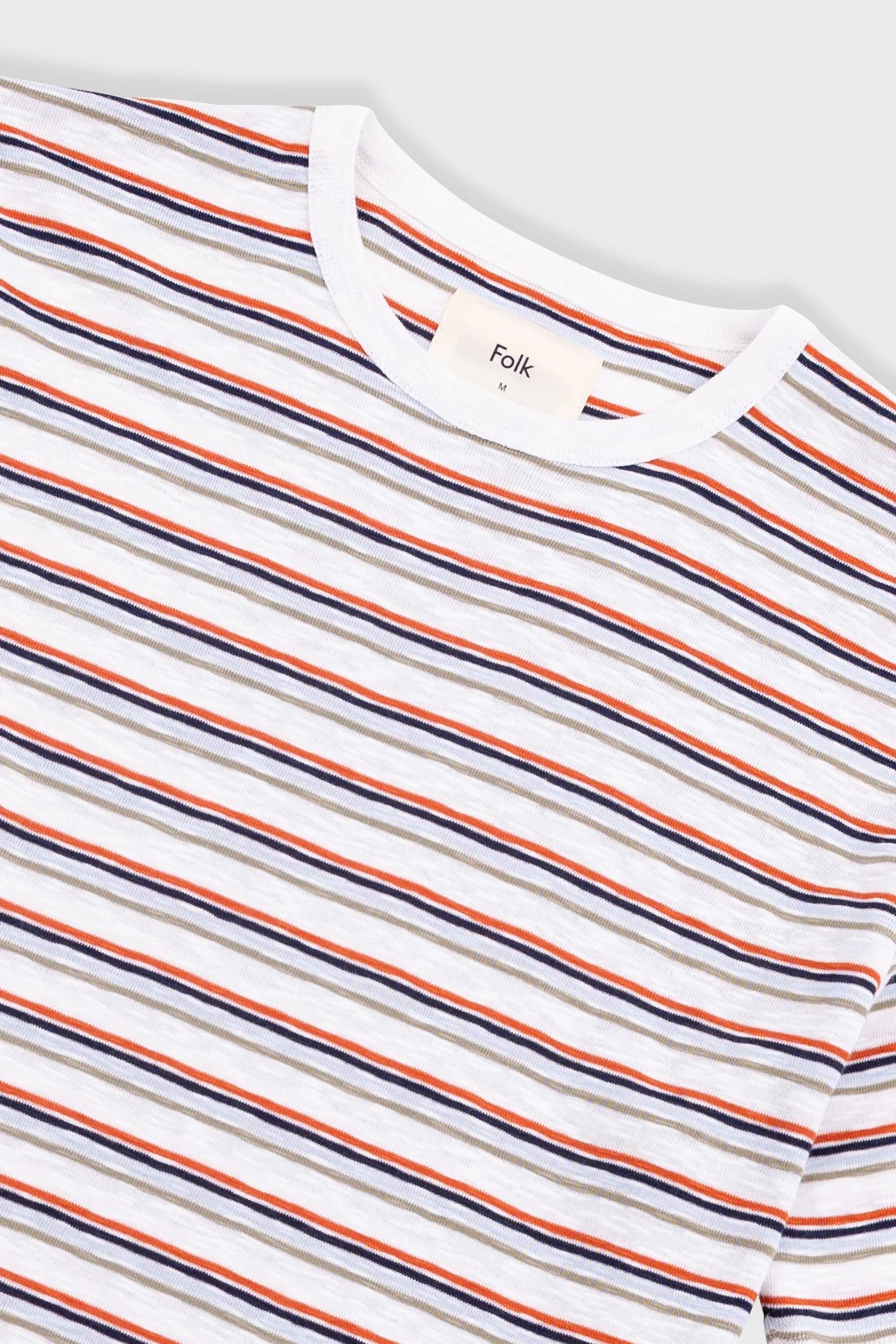 Folk Multistripe T-Shirt Ecru Red Oxide Mix - Steranko Clothing Manchester