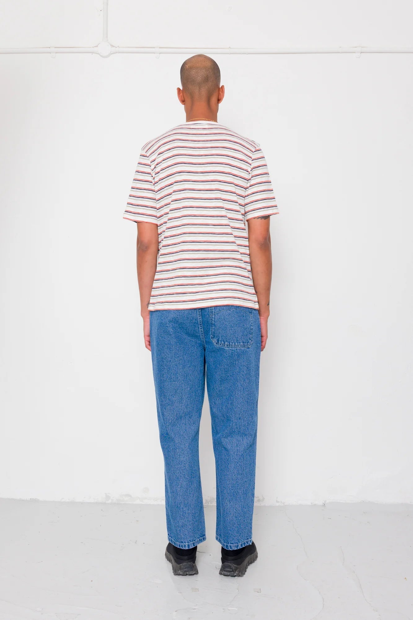 Folk Multistripe T-Shirt Ecru Red Oxide Mix - Steranko Clothing Manchester