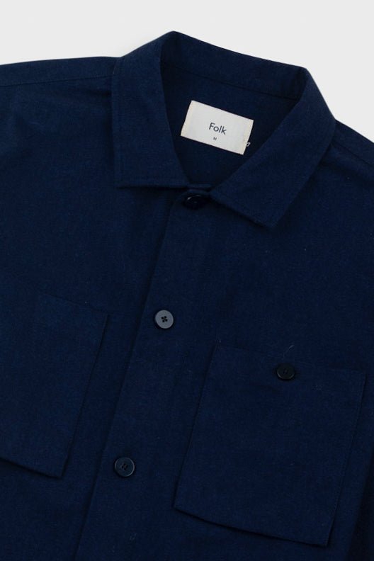 Folk Patch Overshirt Navy Lightweight Moleskin - Steranko Clothing Manchester