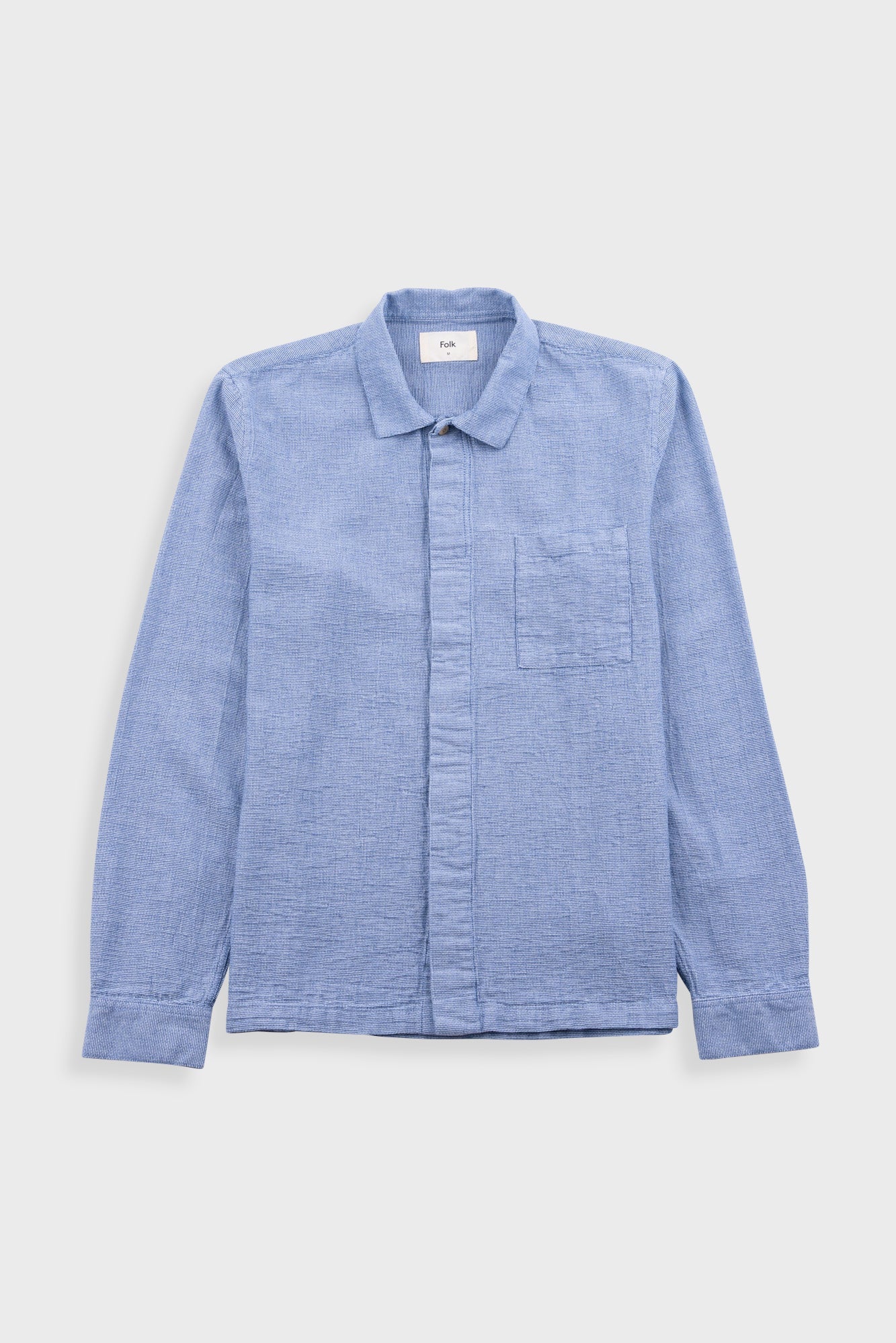 Folk Patch Shirt Light indigo Basketweave - Steranko Clothing Manchester
