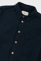 Folk Relaxed Easy Fit Shirt Navy Crinkle Check - Steranko Clothing Manchester