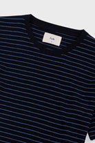 Folk Short Sleeve Textured Stripe T-Shirt Black/Soft Blue - Steranko Clothing Manchester