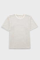 Folk Short Sleeve Textured Stripe T-Shirt Ecru Olive - Steranko Clothing Manchester