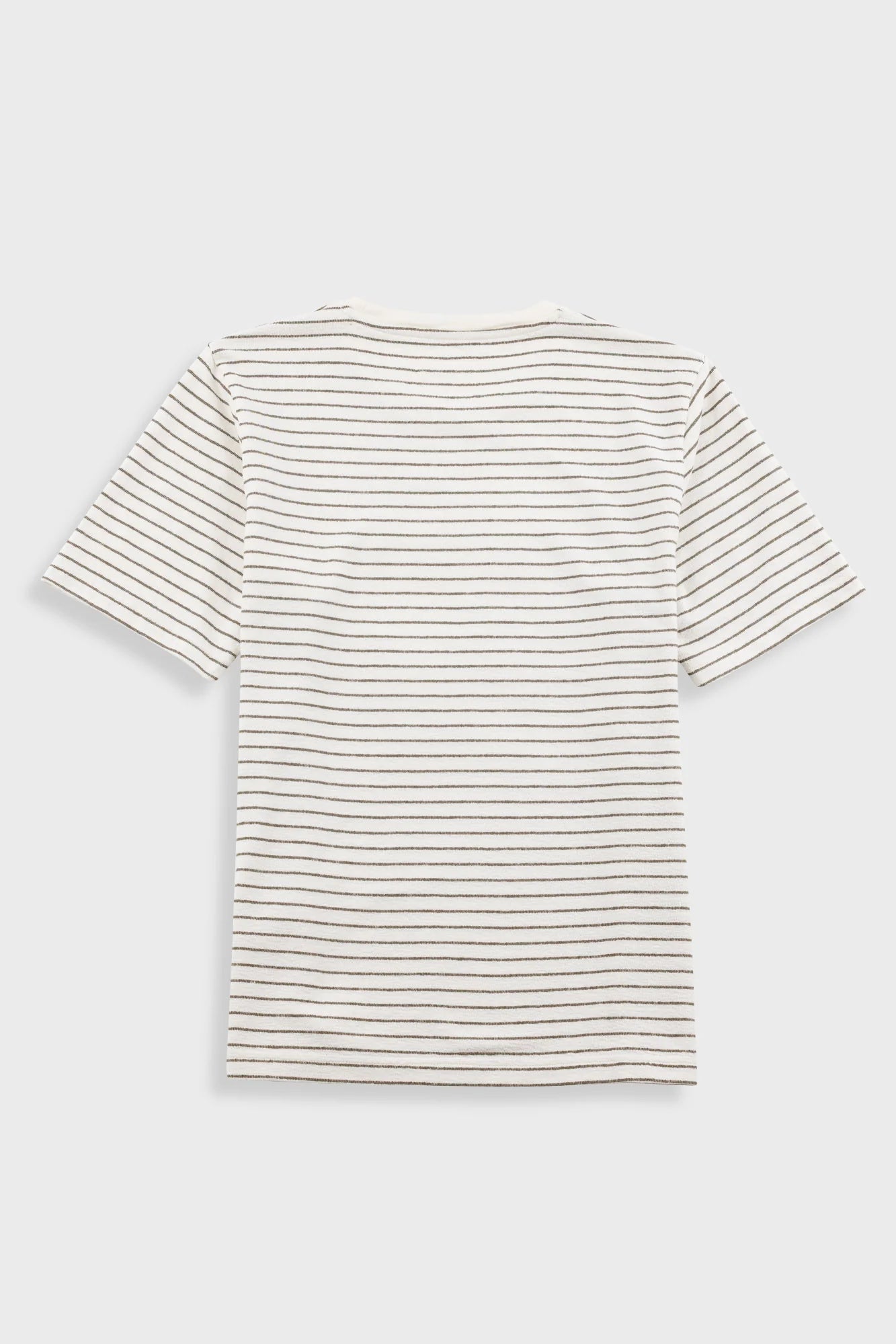 Folk Short Sleeve Textured Stripe T-Shirt Ecru Olive - Steranko Clothing Manchester