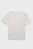 Folk Short Sleeve Textured Stripe T-Shirt Ecru Olive - Steranko Clothing Manchester