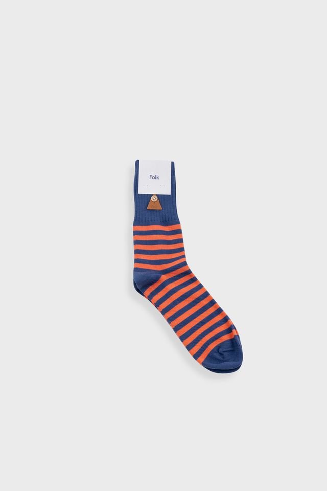 Folk Stripe Sock Orange Blue Stripe - Steranko Clothing Manchester