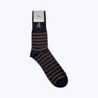 Folk Stripe Socks Brown/Navy - Steranko Clothing Manchester