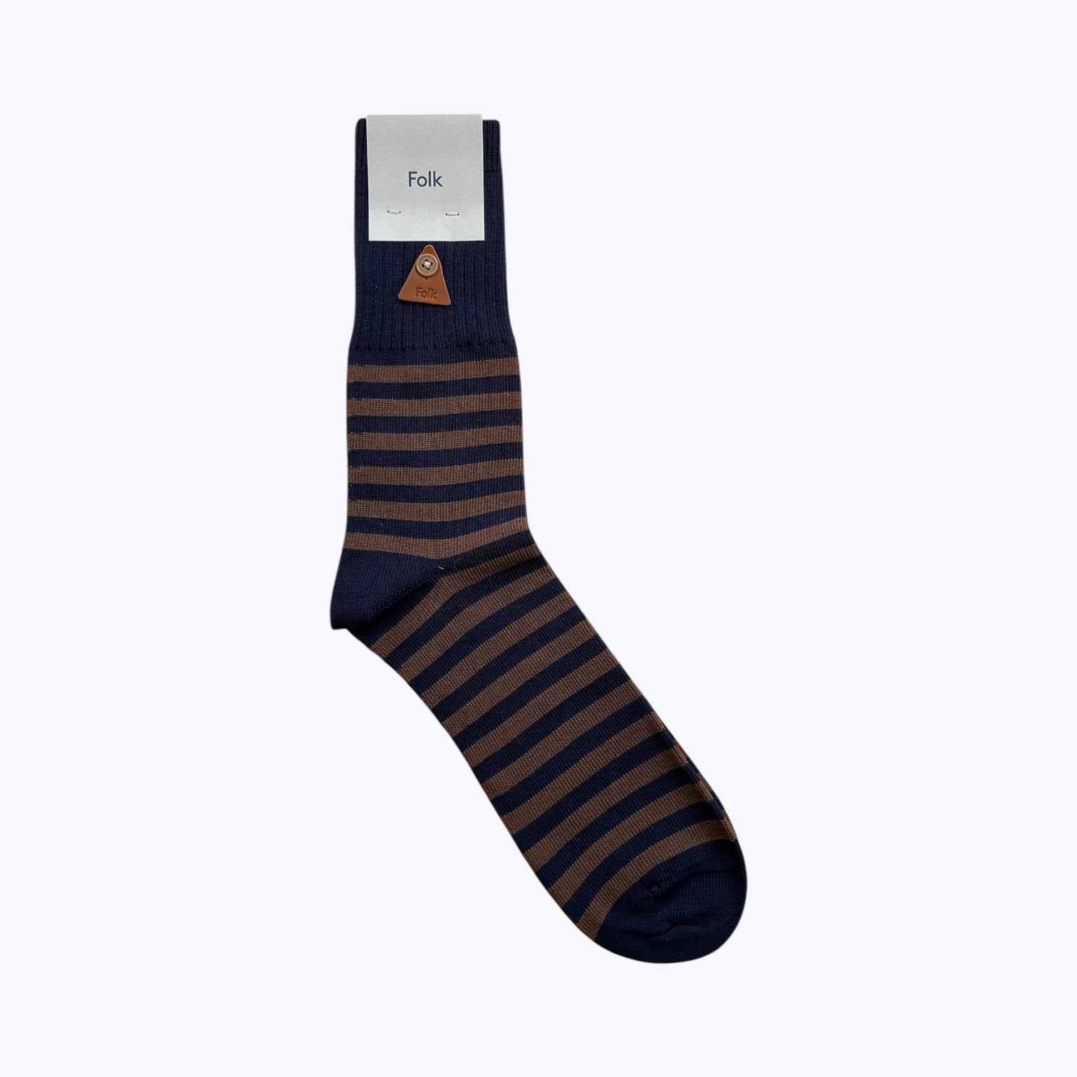 Folk Stripe Socks Brown/Navy - Steranko Clothing Manchester