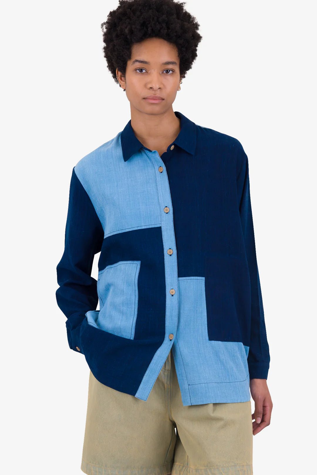 Folk W' Boyfriend Shirt Indigo Patchwork - Steranko Clothing Manchester