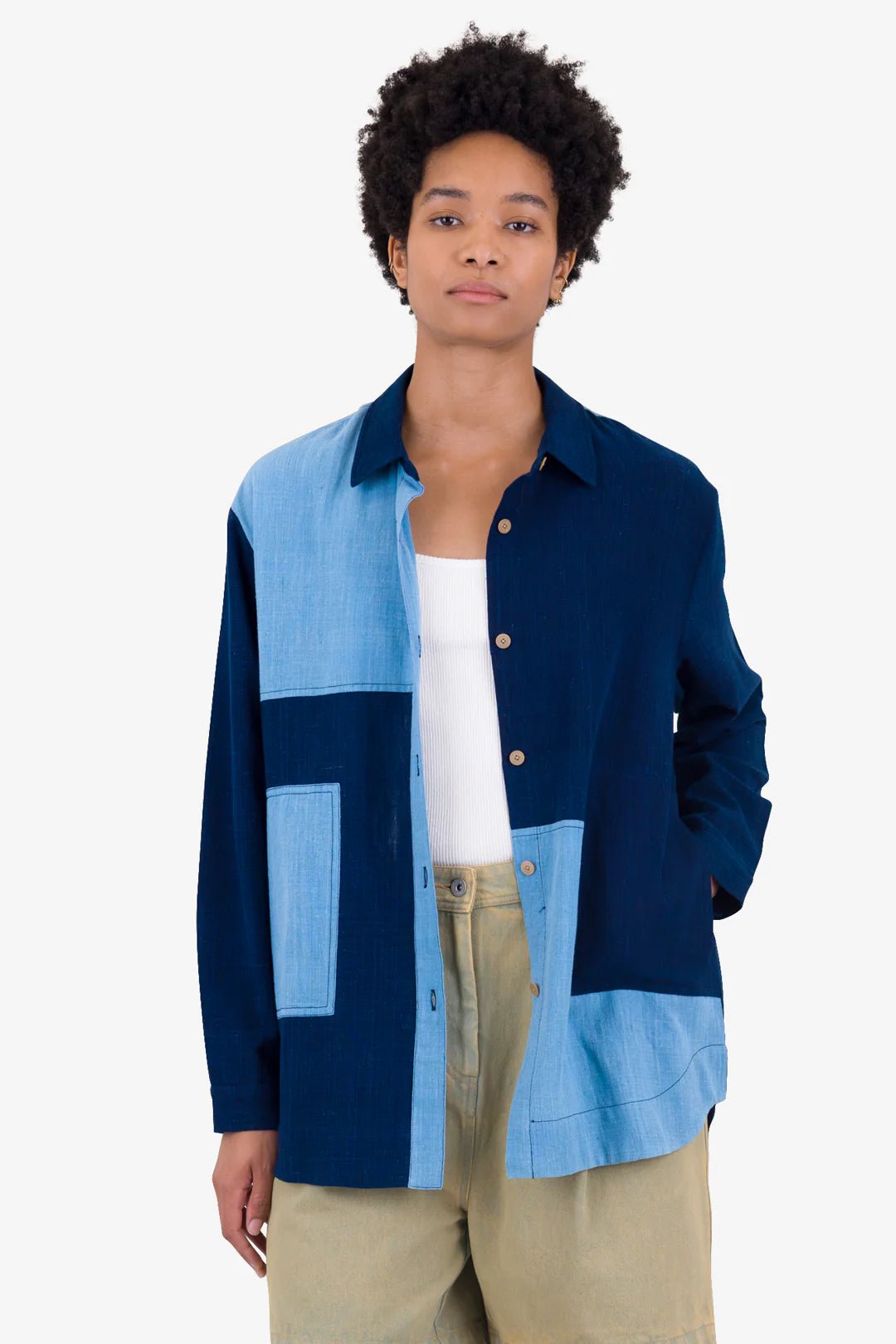 Folk W' Boyfriend Shirt Indigo Patchwork - Steranko Clothing Manchester