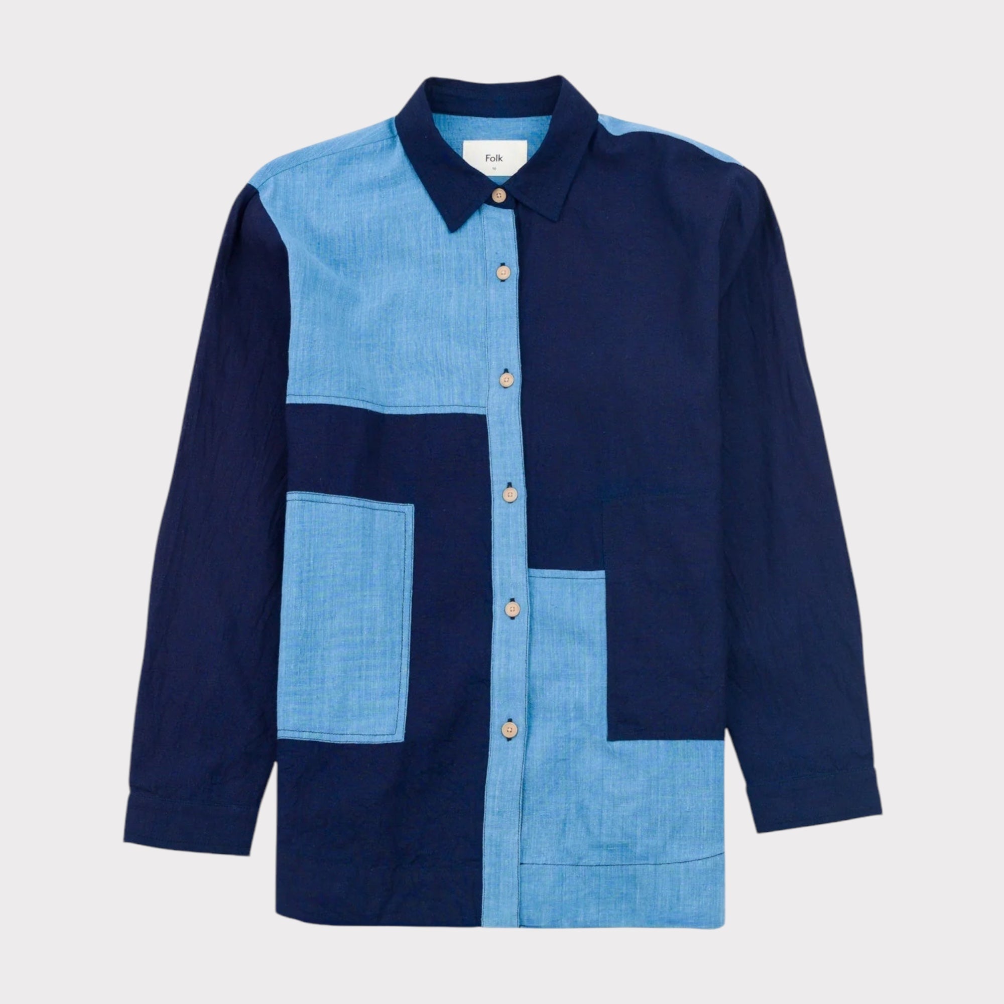 Folk W' Boyfriend Shirt Indigo Patchwork - Steranko Clothing Manchester