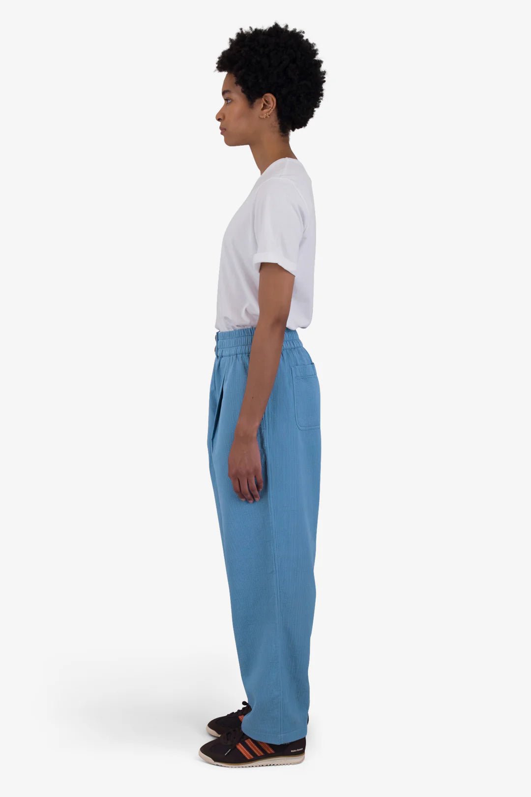 Folk W' Drawcord Baggy Pants Light Indigo Topstitch - Steranko Clothing Manchester