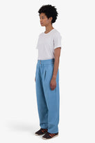 Folk W' Drawcord Baggy Pants Light Indigo Topstitch - Steranko Clothing Manchester