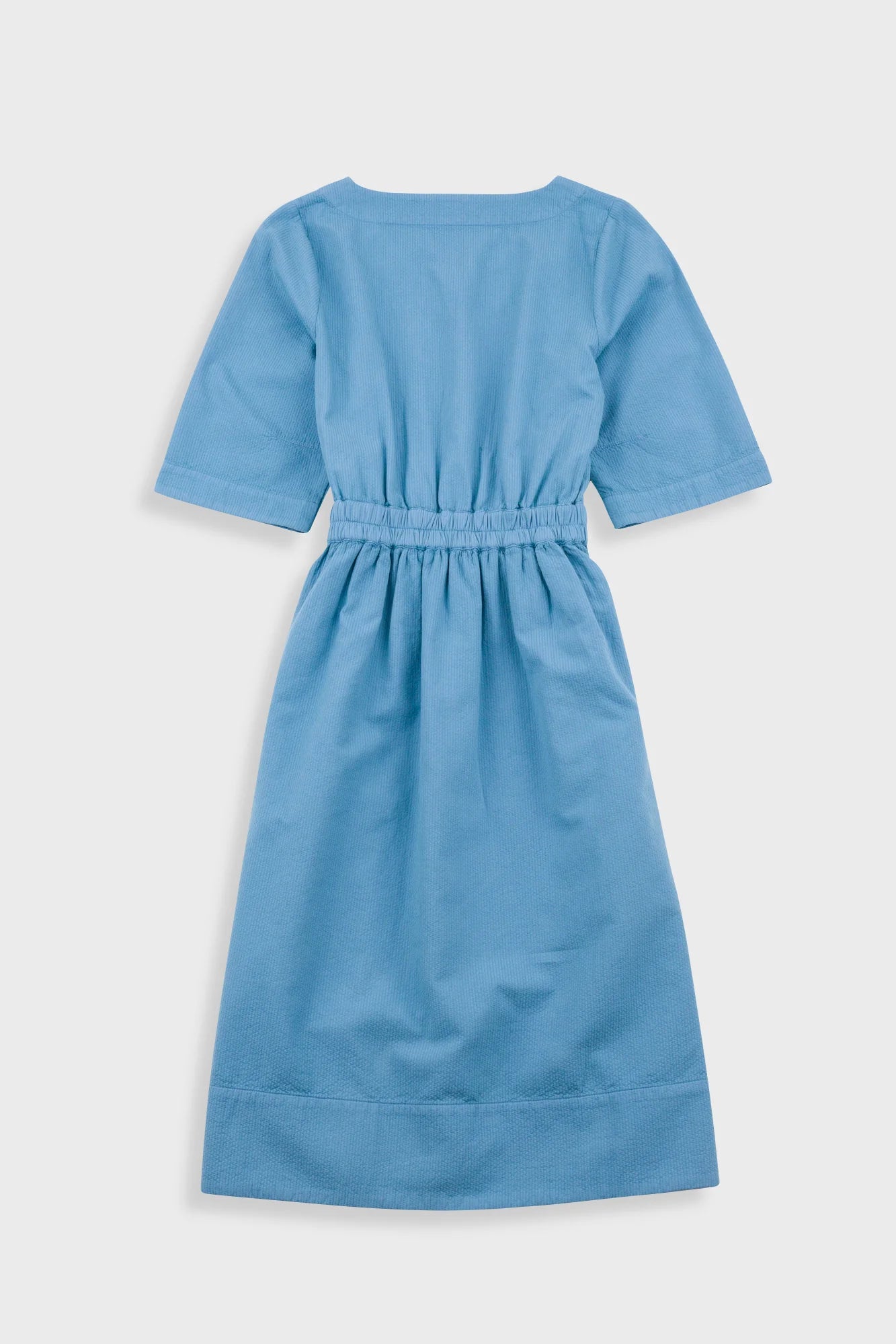 Folk W' Gathered Dress Light Indigo Topstitch - Steranko Clothing Manchester