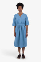 Folk W' Gathered Dress Light Indigo Topstitch - Steranko Clothing Manchester