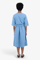 Folk W' Gathered Dress Light Indigo Topstitch - Steranko Clothing Manchester