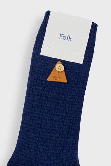 Folk Waffle Sock Navy - Steranko Clothing Manchester