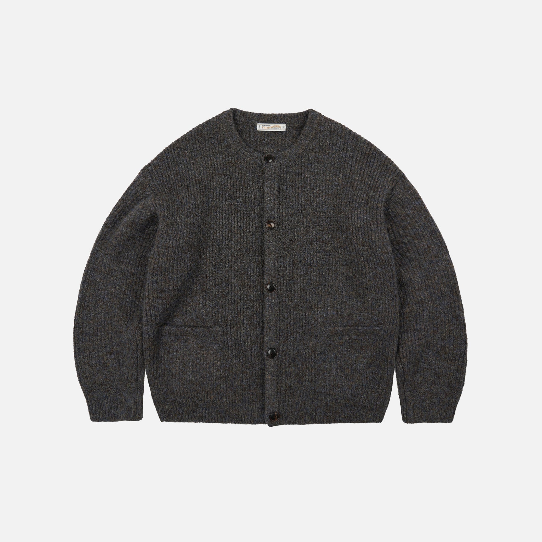 Frizmworks Brushed Wool Round Cardigan Brown - Steranko Clothing Manchester