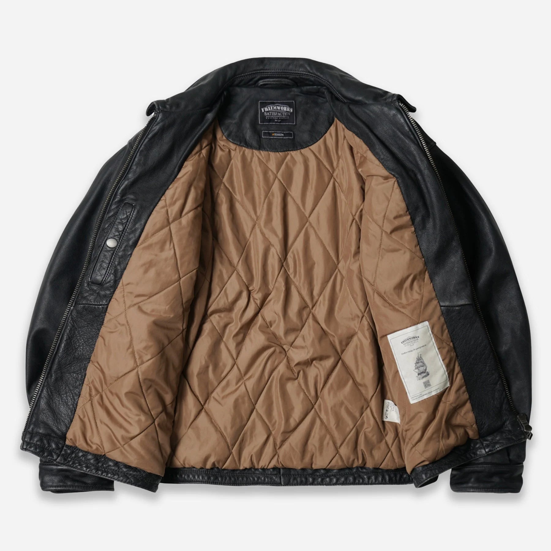 Frizmworks Destroyed Cowhide Leather Jacket Washed Black - Steranko Clothing Manchester