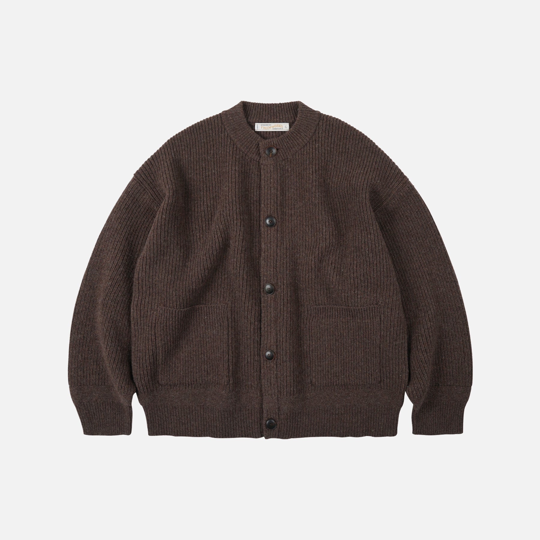 Frizmworks Heavy Wool Round Cardigan Choco Brown - Steranko Clothing Manchester