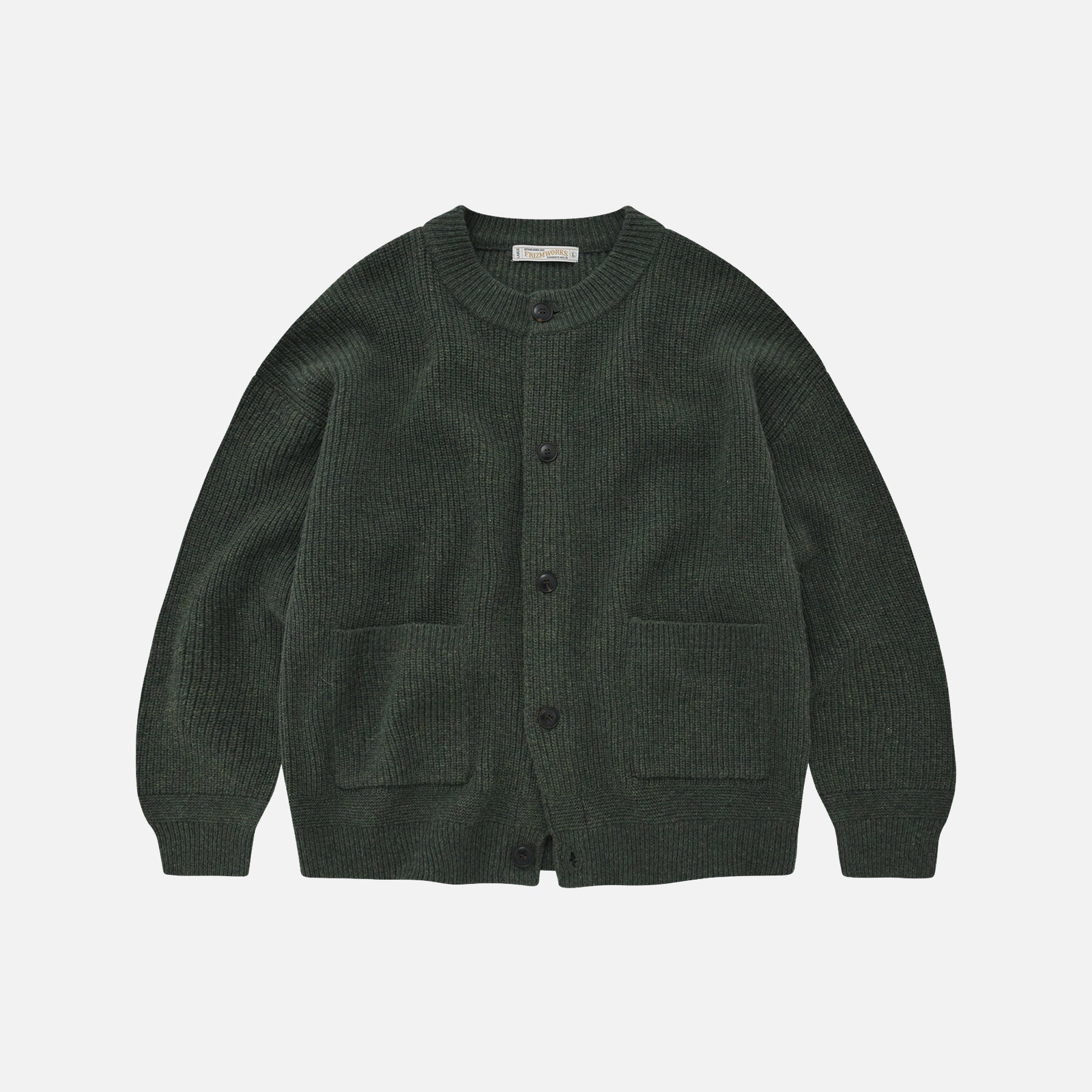 Frizmworks Heavy Wool Round Cardigan Forest Green - Steranko Clothing Manchester