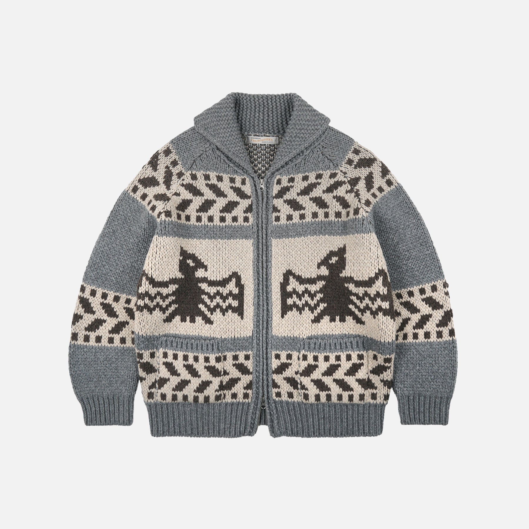 Frizmworks Thunderbird Heavy Cowichan Jacket Grey - Steranko Clothing Manchester