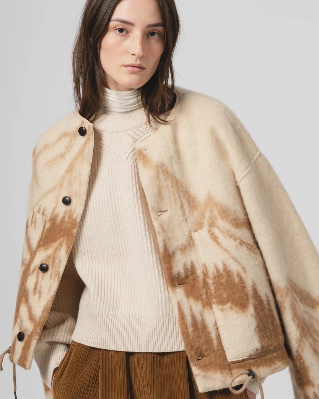 Girls Of Dust Nuclear Jacket Mountain Jacquard Cream / Brown - Steranko Clothing Manchester