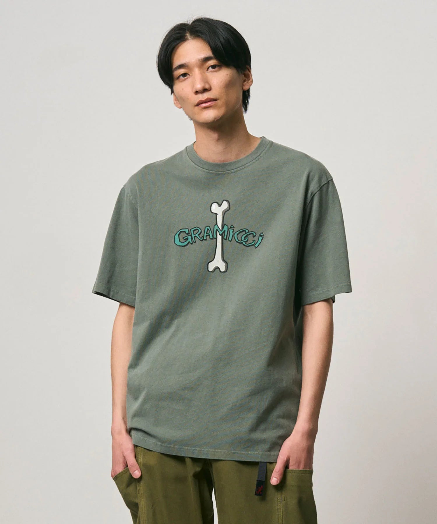 Gramicci Bone Tee Pigment Dyed Sage - Steranko Clothing Manchester
