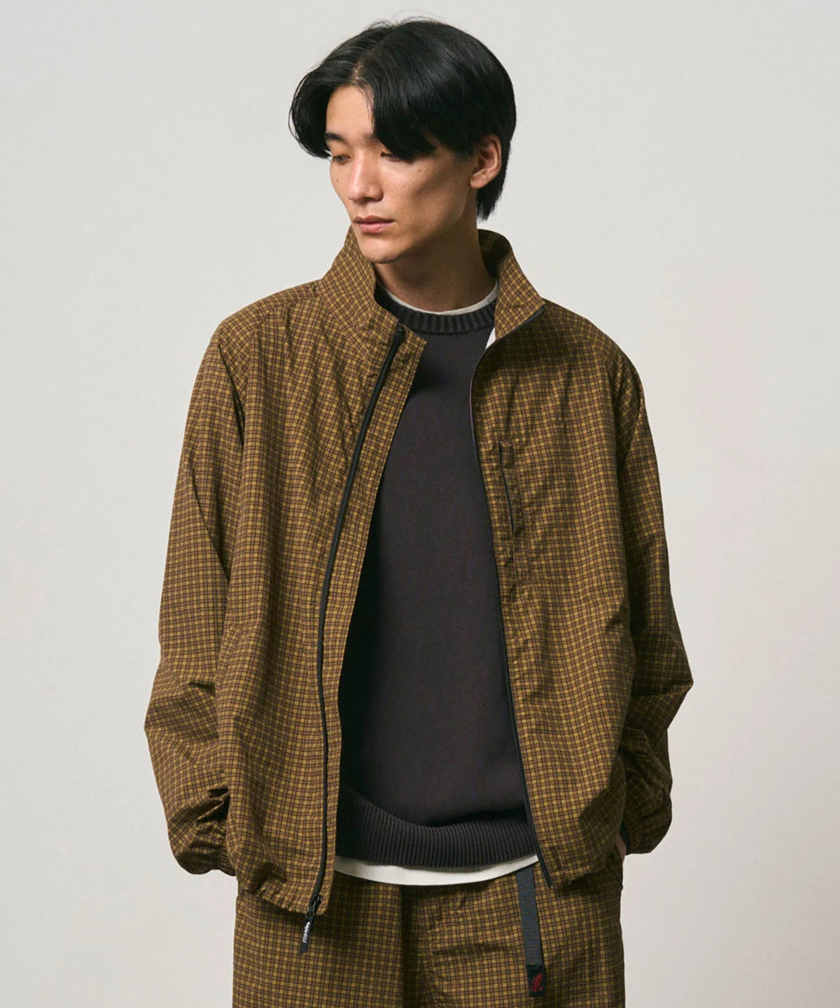 Gramicci Mini Check Nylon Jacket Brown Check - Steranko Clothing Manchester