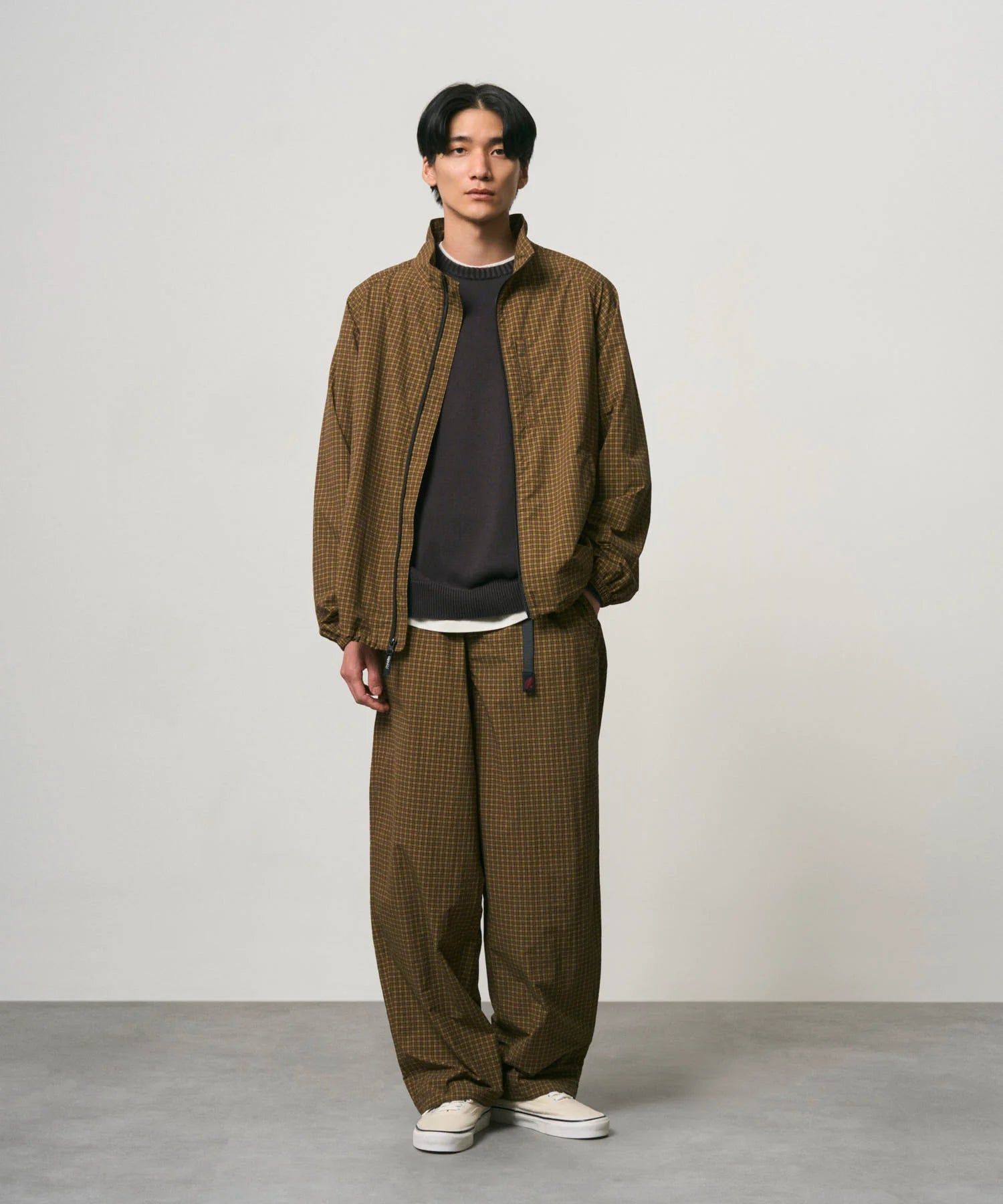 Gramicci Mini Check Nylon Jacket Brown Check - Steranko Clothing Manchester