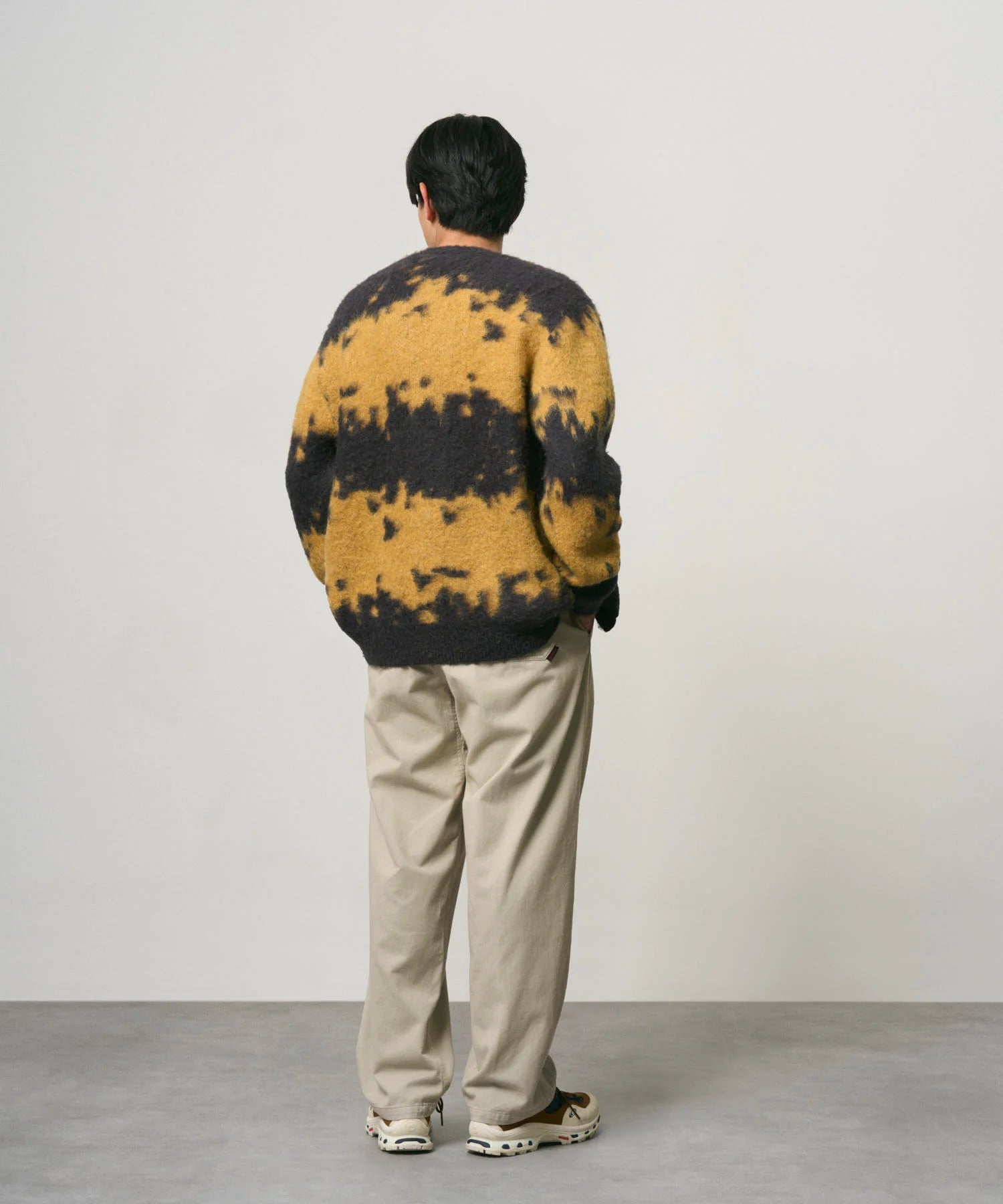 Gramicci Mohair Splatter Cardigan Saffron - Steranko Clothing Manchester