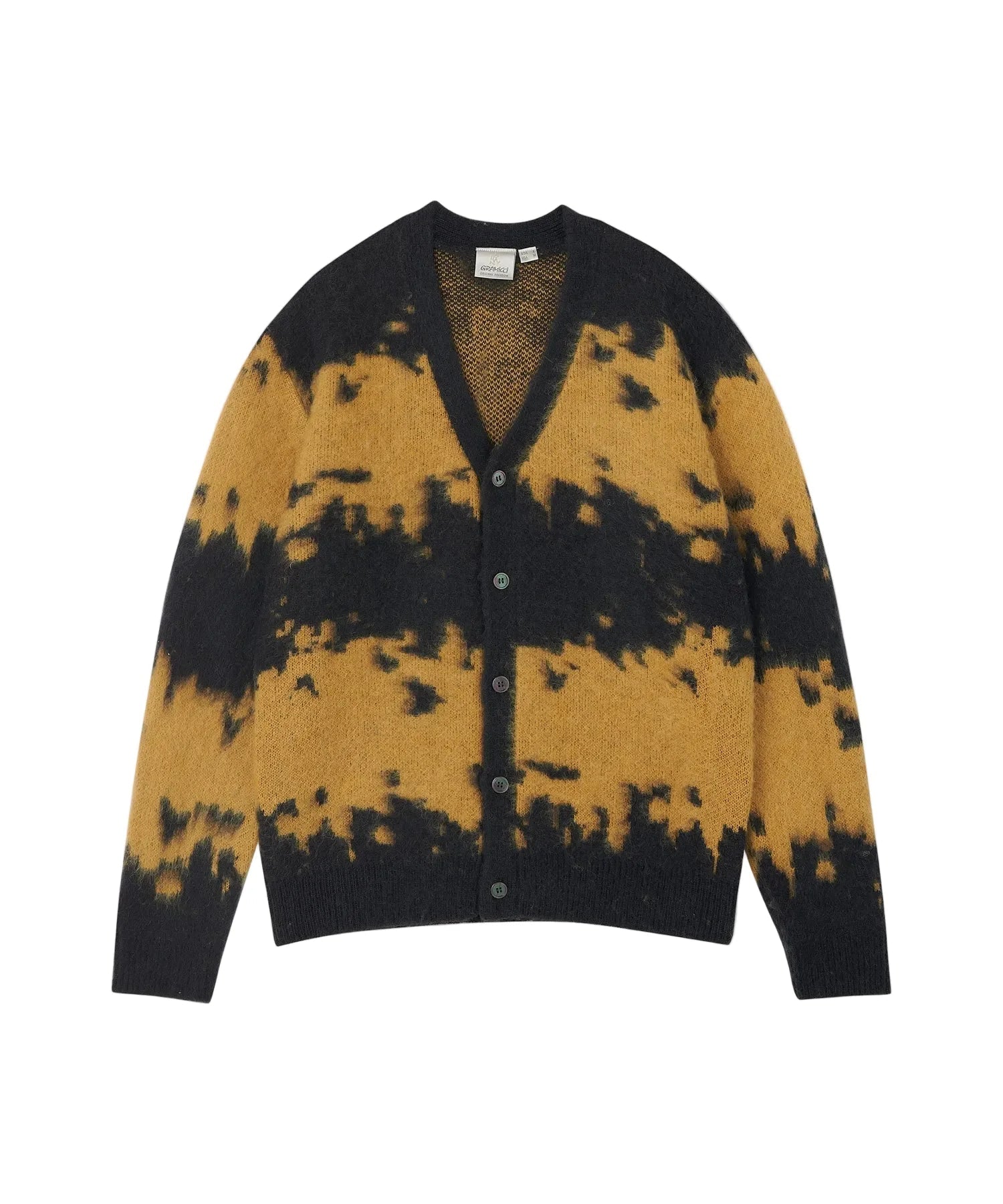Gramicci Mohair Splatter Cardigan Saffron - Steranko Clothing Manchester