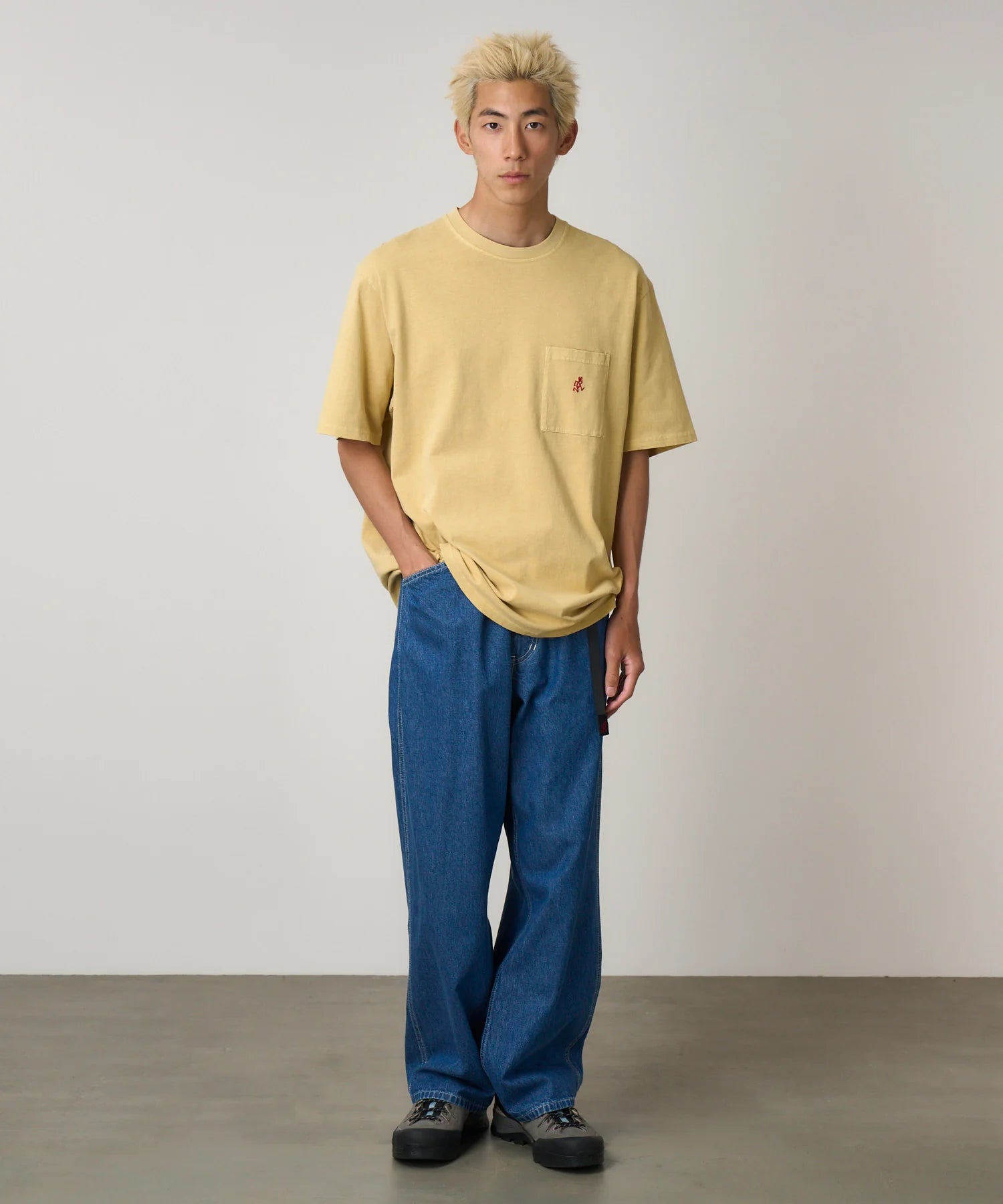 Gramicci One Point Tee Pigment Dyed Mustard - Steranko Clothing Manchester