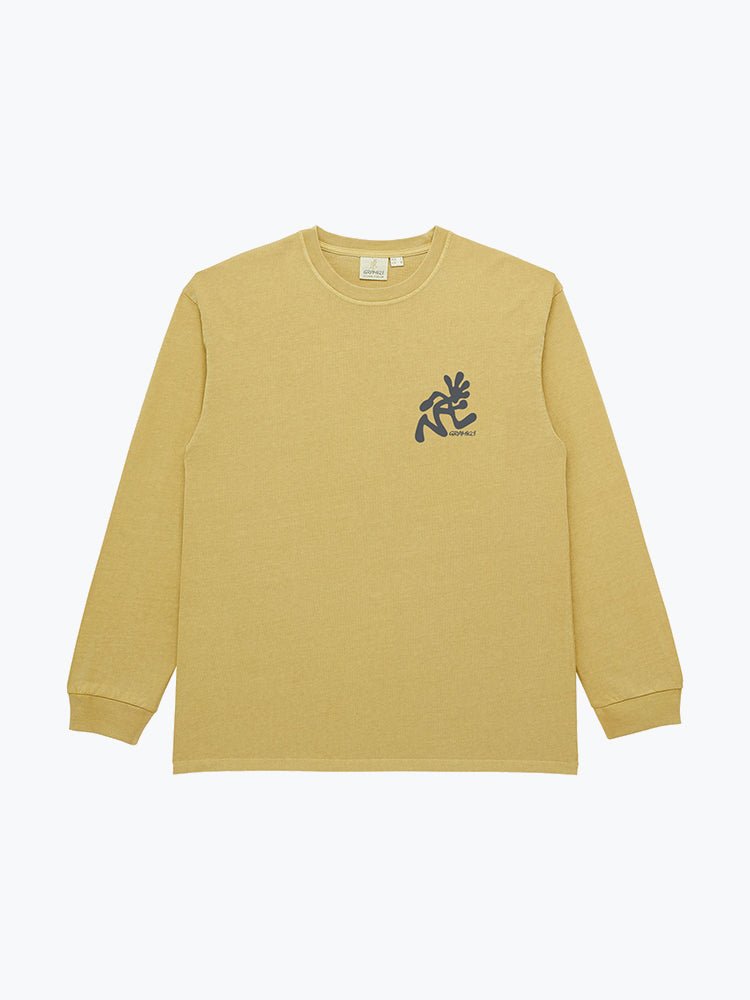 Gramicci Running Man LS Tee Pigment Dyed Sulphur - Steranko Clothing Manchester