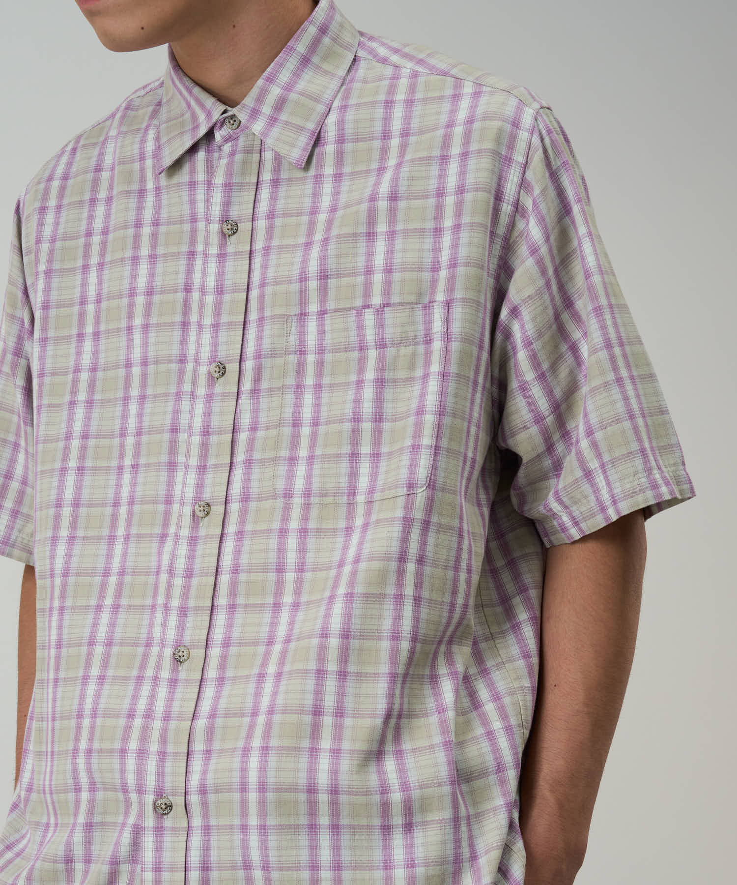 Gramicci S/S Checkered Ombre Shirt Purple - Steranko Clothing Manchester