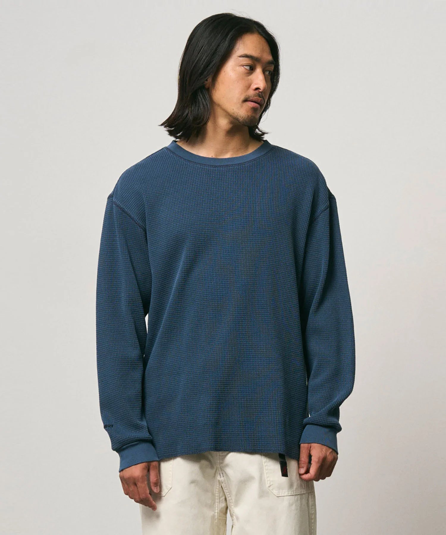 Gramicci Waffle Crew Pullover Dark Navy Pigment - Steranko Clothing Manchester