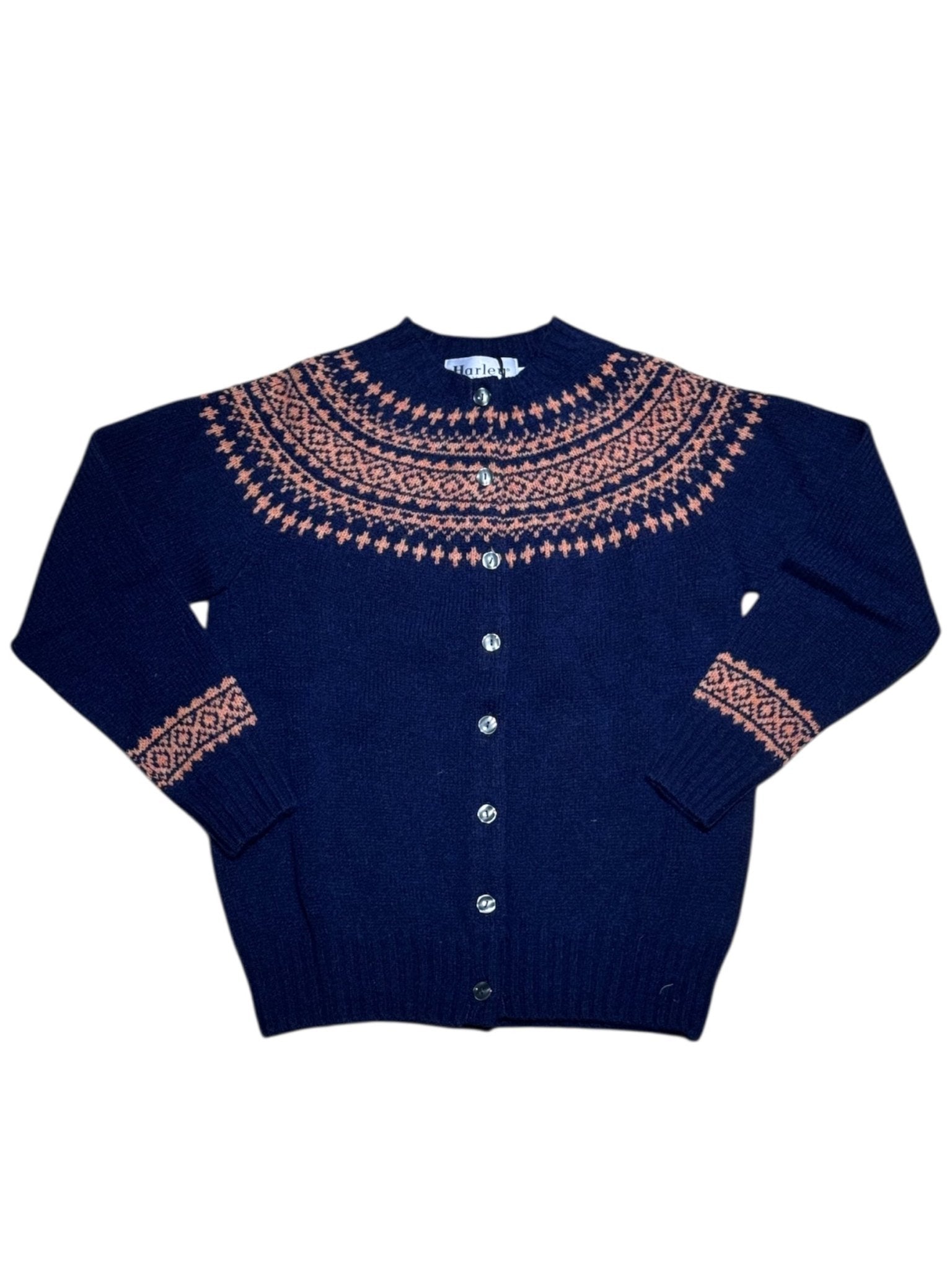 Harley Of Scotland Fair - Isle Cardigan Nightsky / Parfait - Steranko Clothing Manchester