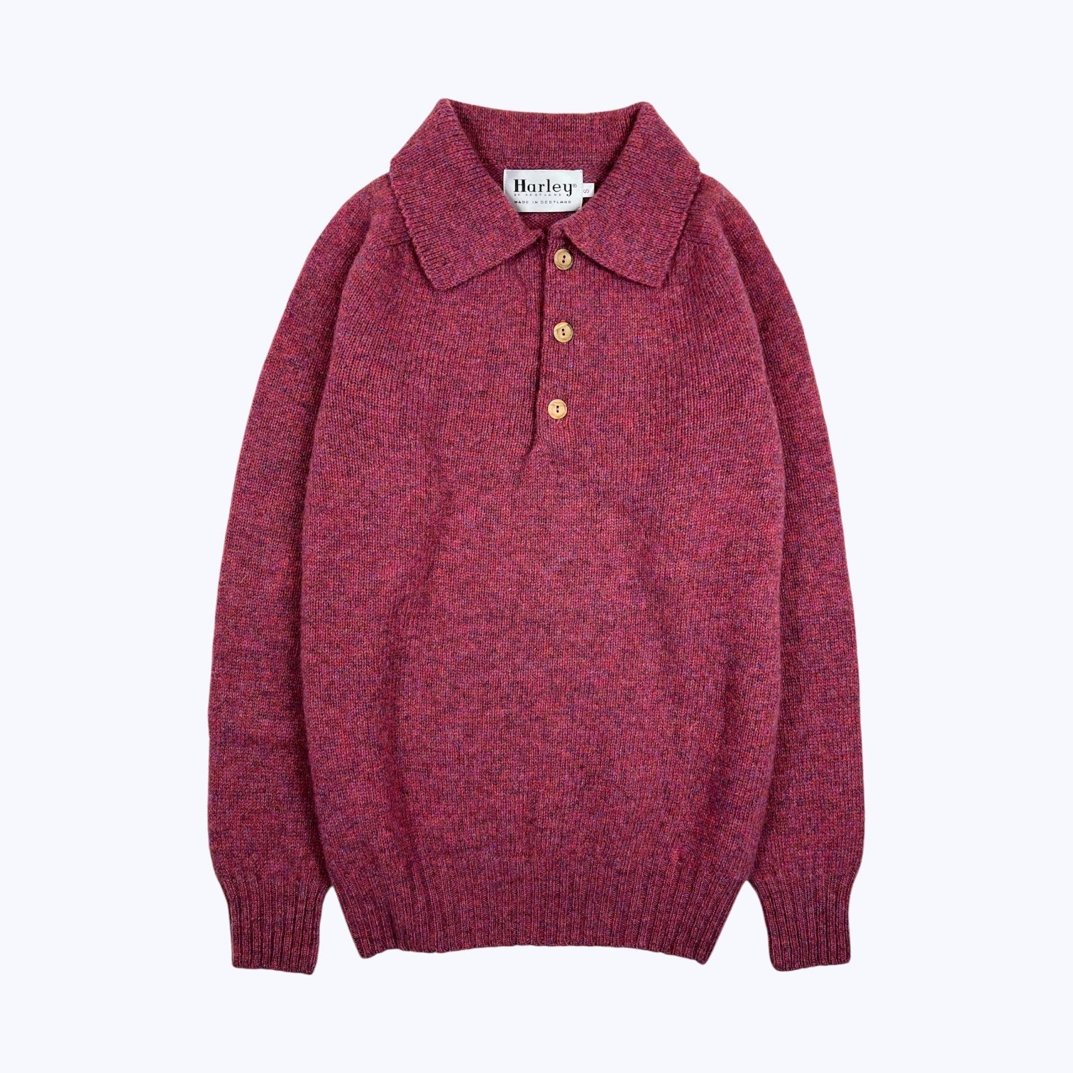 Harley Of Scotland Lambswool LS Polo Zinnia - Steranko Clothing Manchester