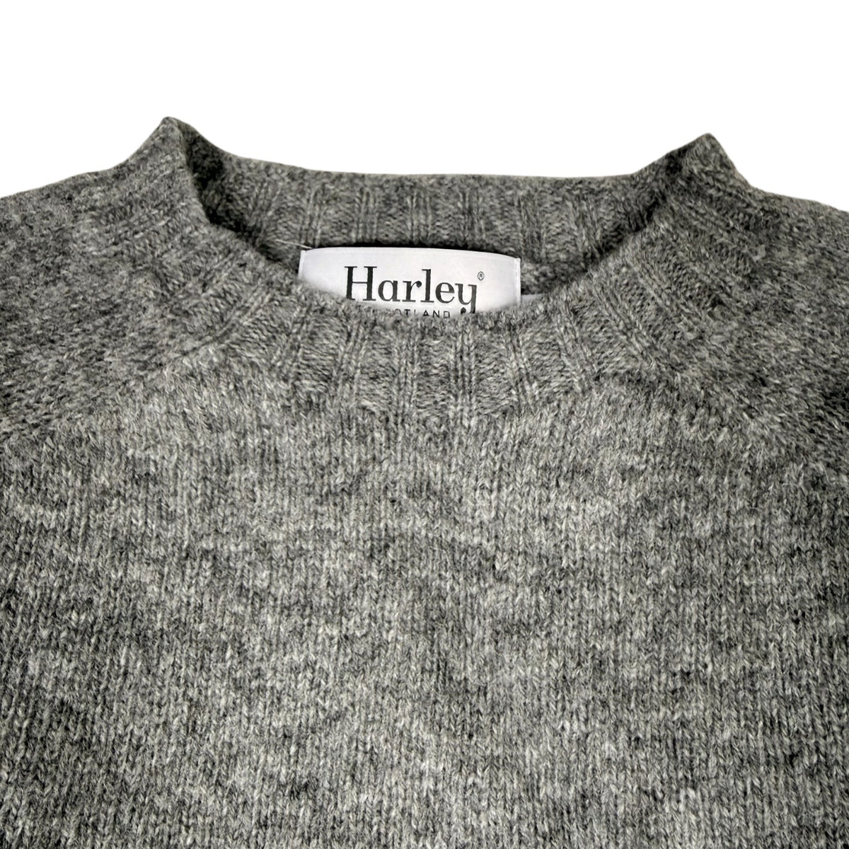 Harley Of Scotland Shaggy Shetland Jumper Mid Grey - Steranko Clothing Manchester