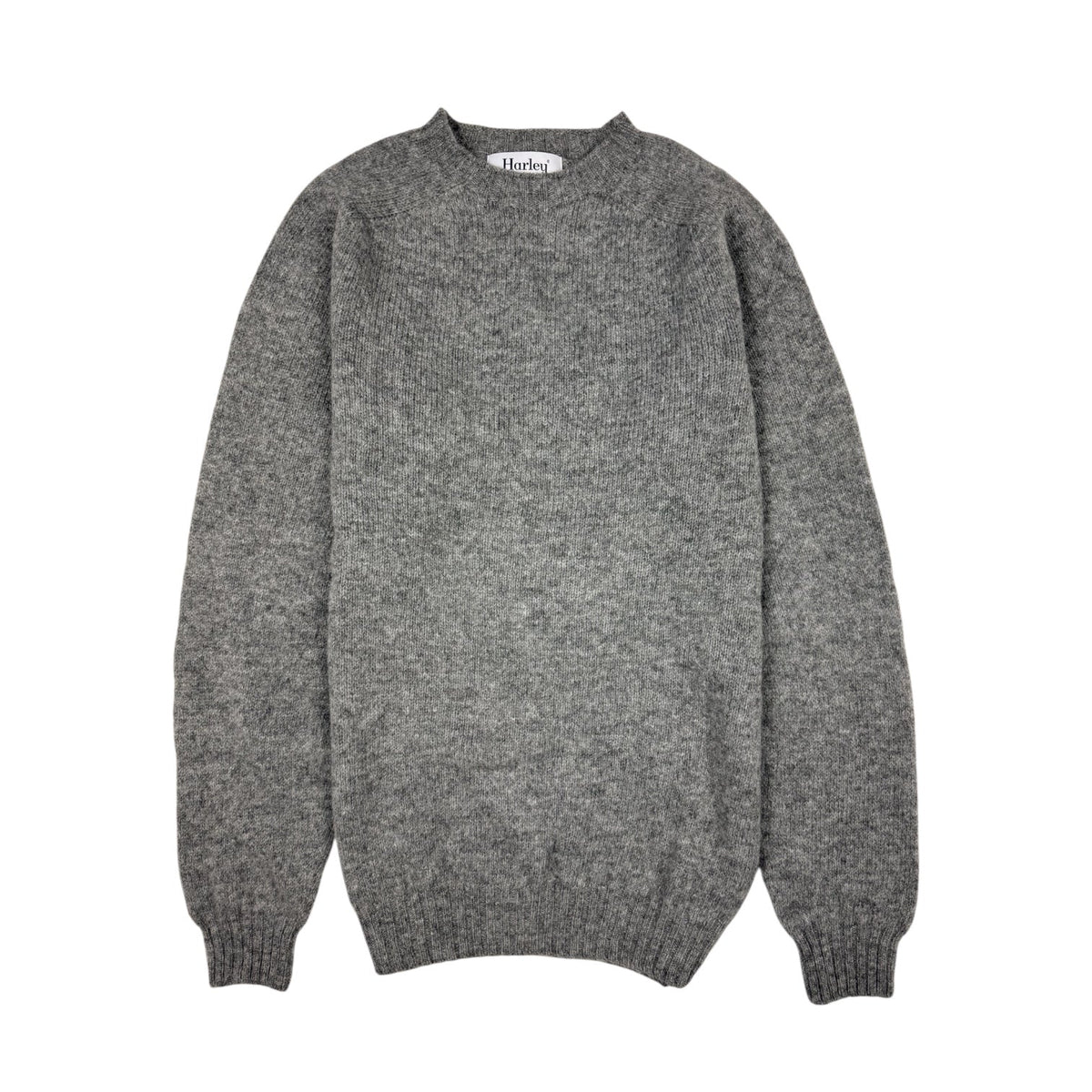 Harley Of Scotland Shaggy Shetland Jumper Mid Grey - Steranko Clothing Manchester
