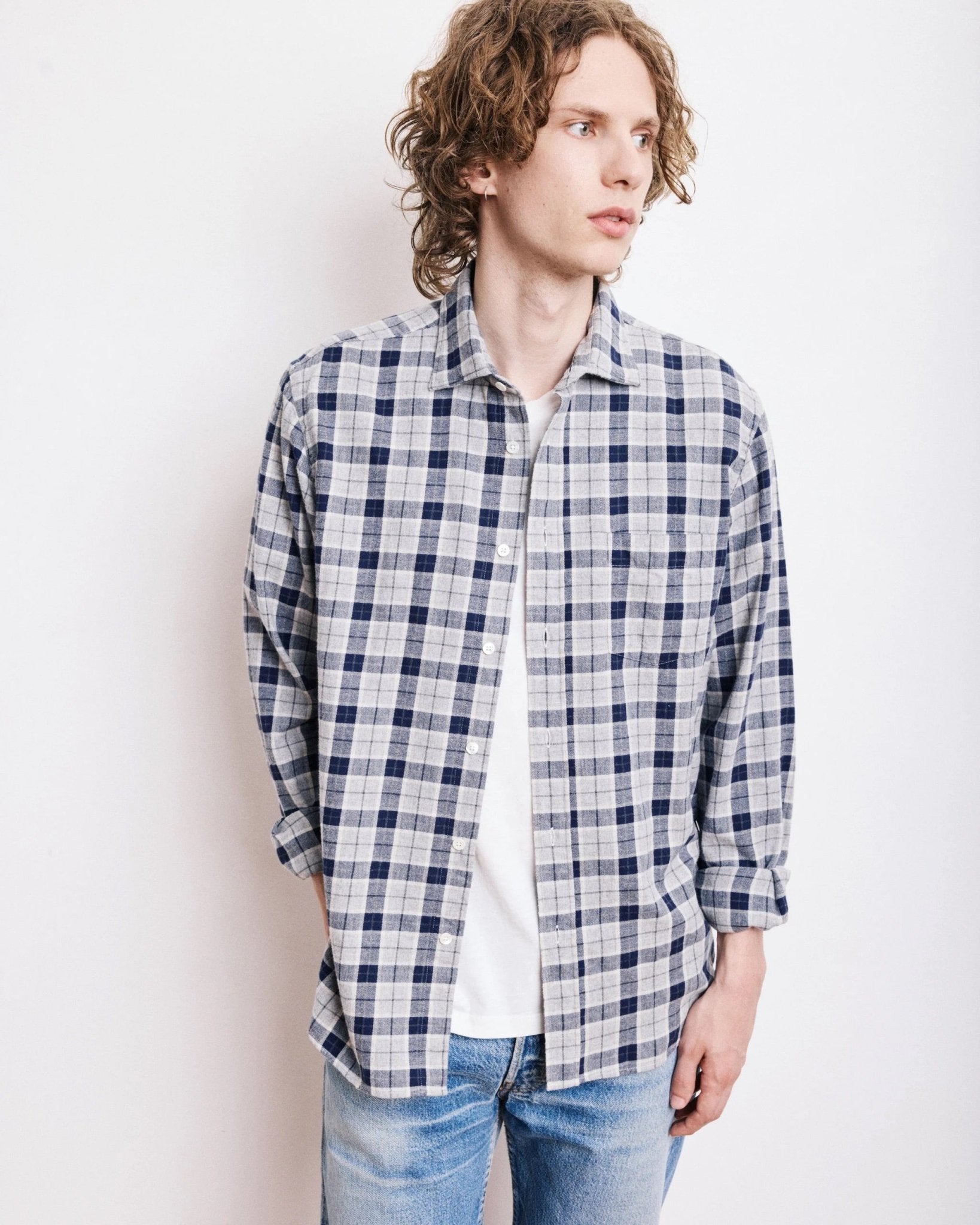 Hartford Paul Shirt Grey & Blue - Steranko Clothing Manchester