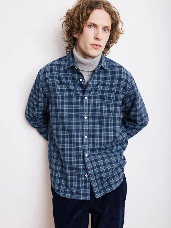 Hartford Paul Shirt Navy & Green - Steranko Clothing Manchester