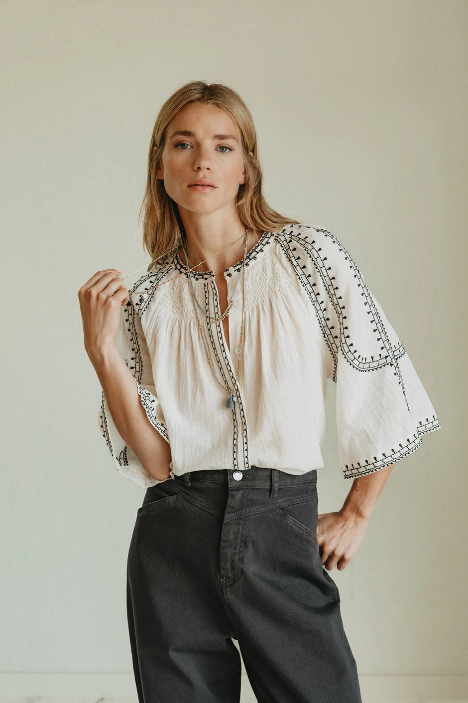 INDI&COLD Bell - Sleeve Shirt Ecru - Steranko Clothing Manchester