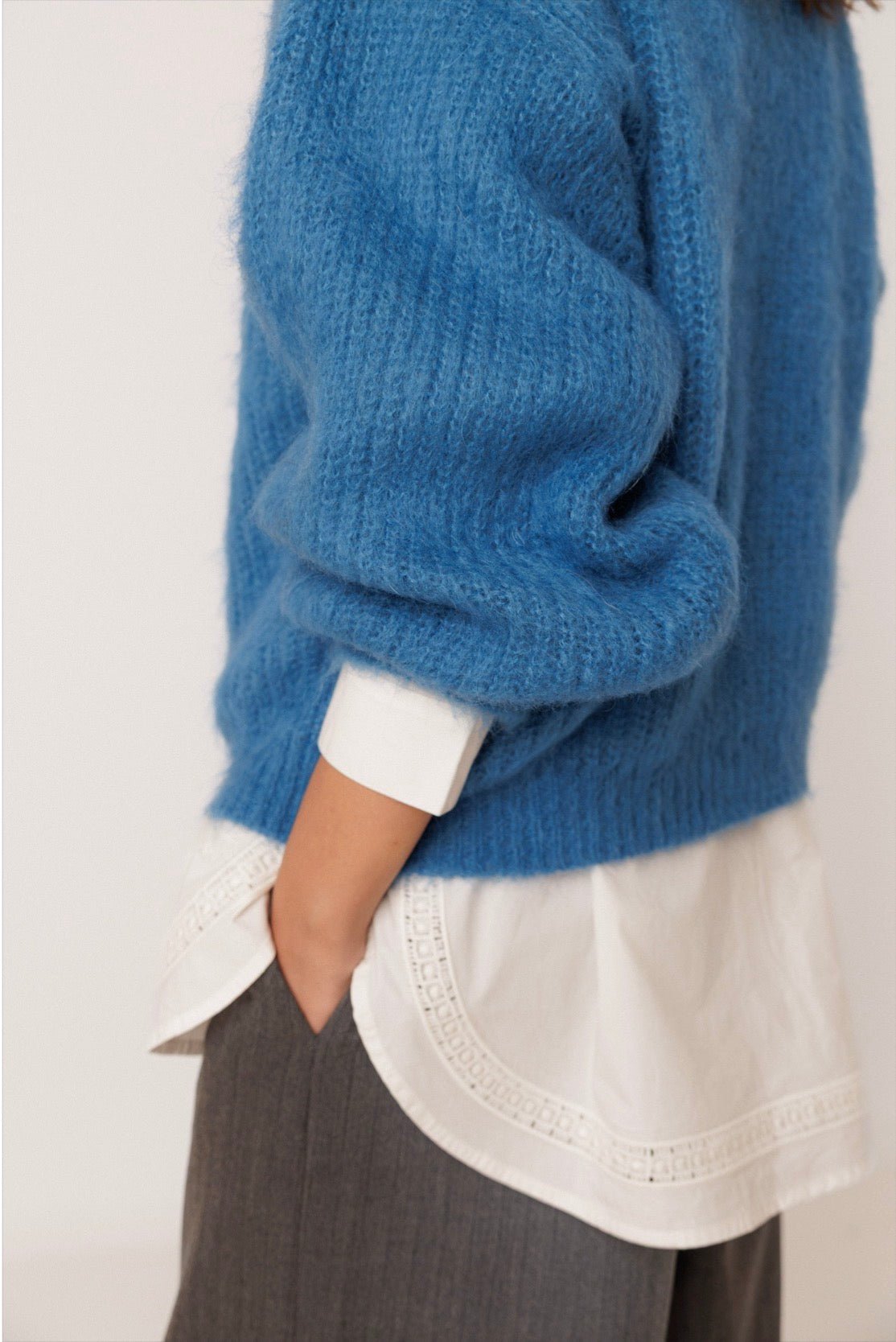 INDI&COLD Brushed-Effect Mohair Sweater Blue - Steranko Clothing Manchester