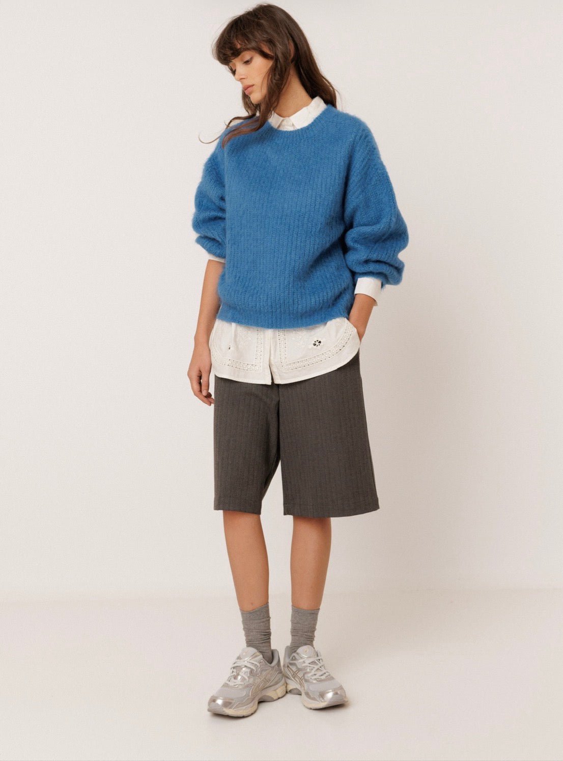 INDI&COLD Brushed-Effect Mohair Sweater Blue - Steranko Clothing Manchester