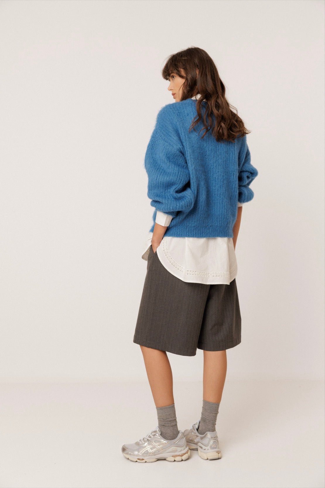 INDI&COLD Brushed-Effect Mohair Sweater Blue - Steranko Clothing Manchester