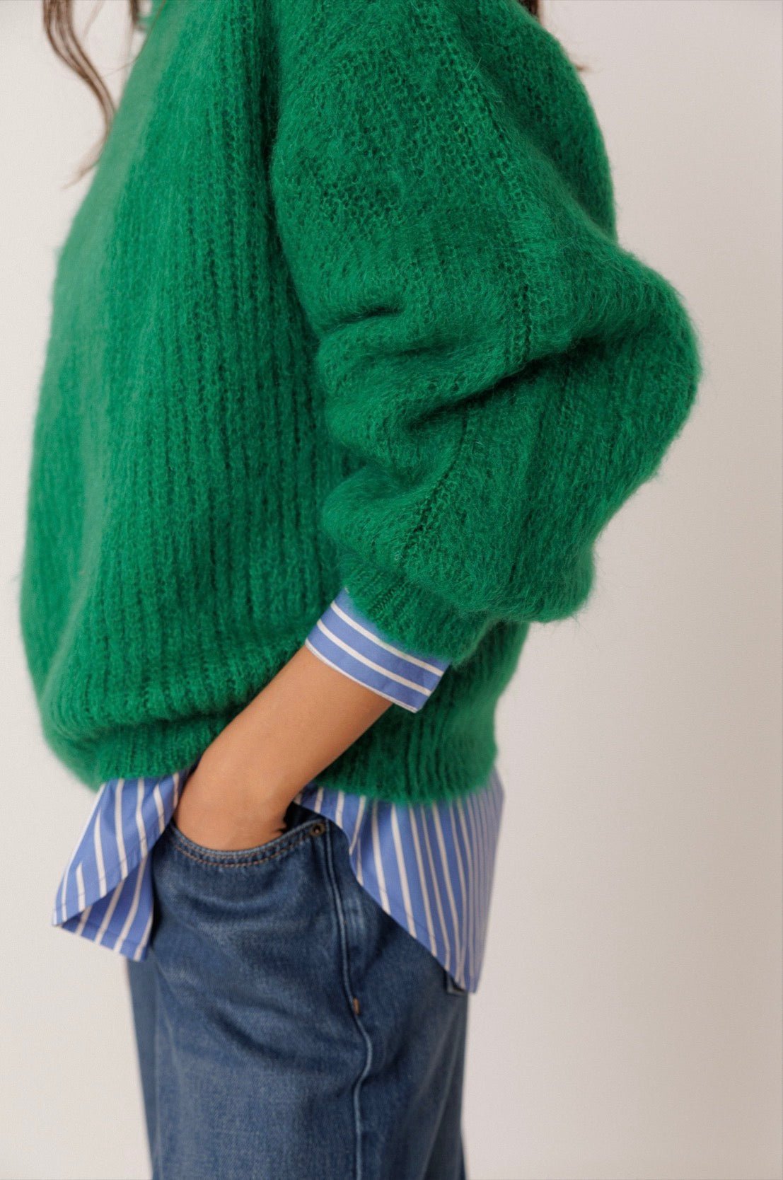 INDI&COLD Brushed-Effect Mohair Sweater Green - Steranko Clothing Manchester