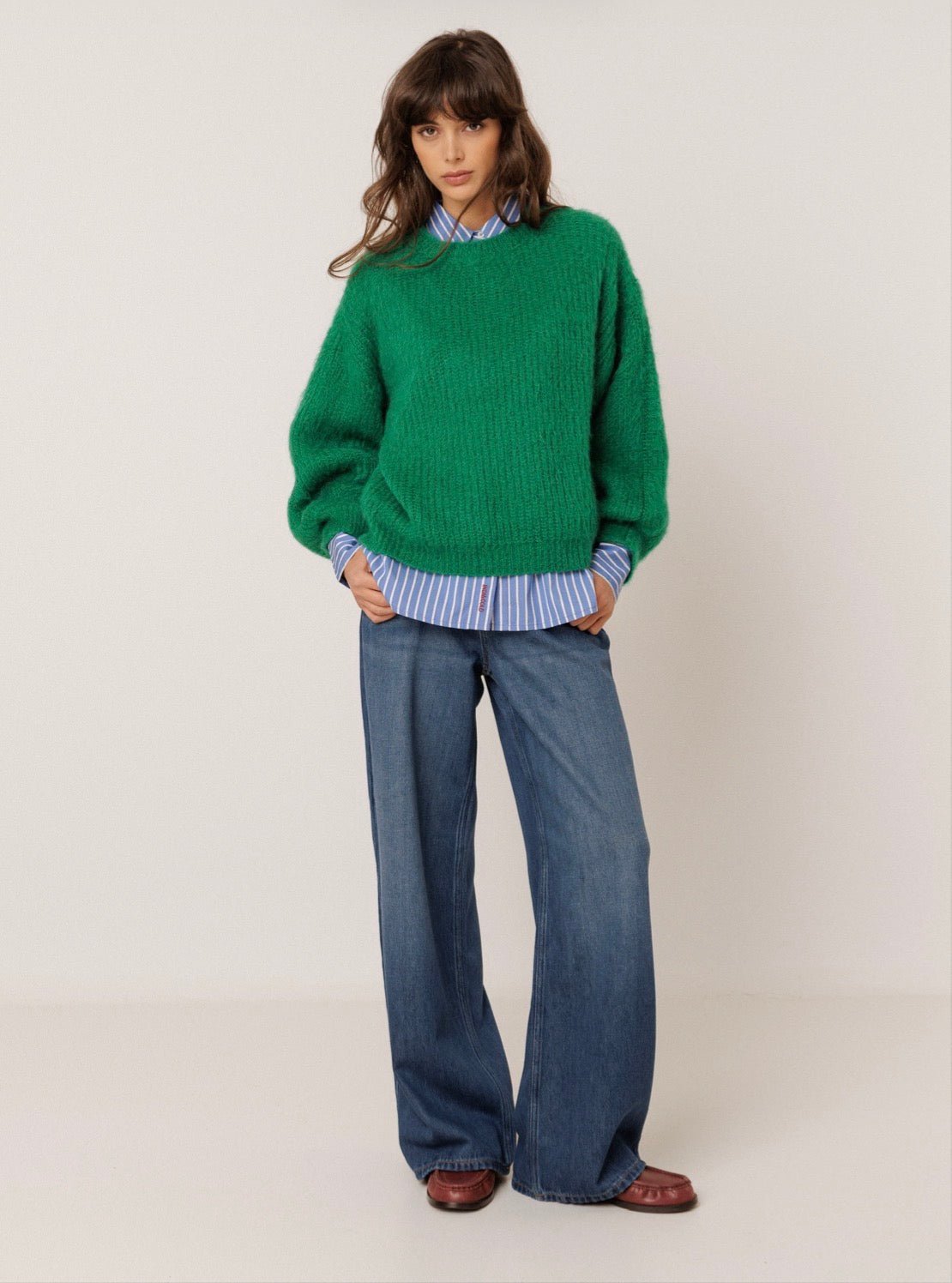 INDI&COLD Brushed-Effect Mohair Sweater Green - Steranko Clothing Manchester